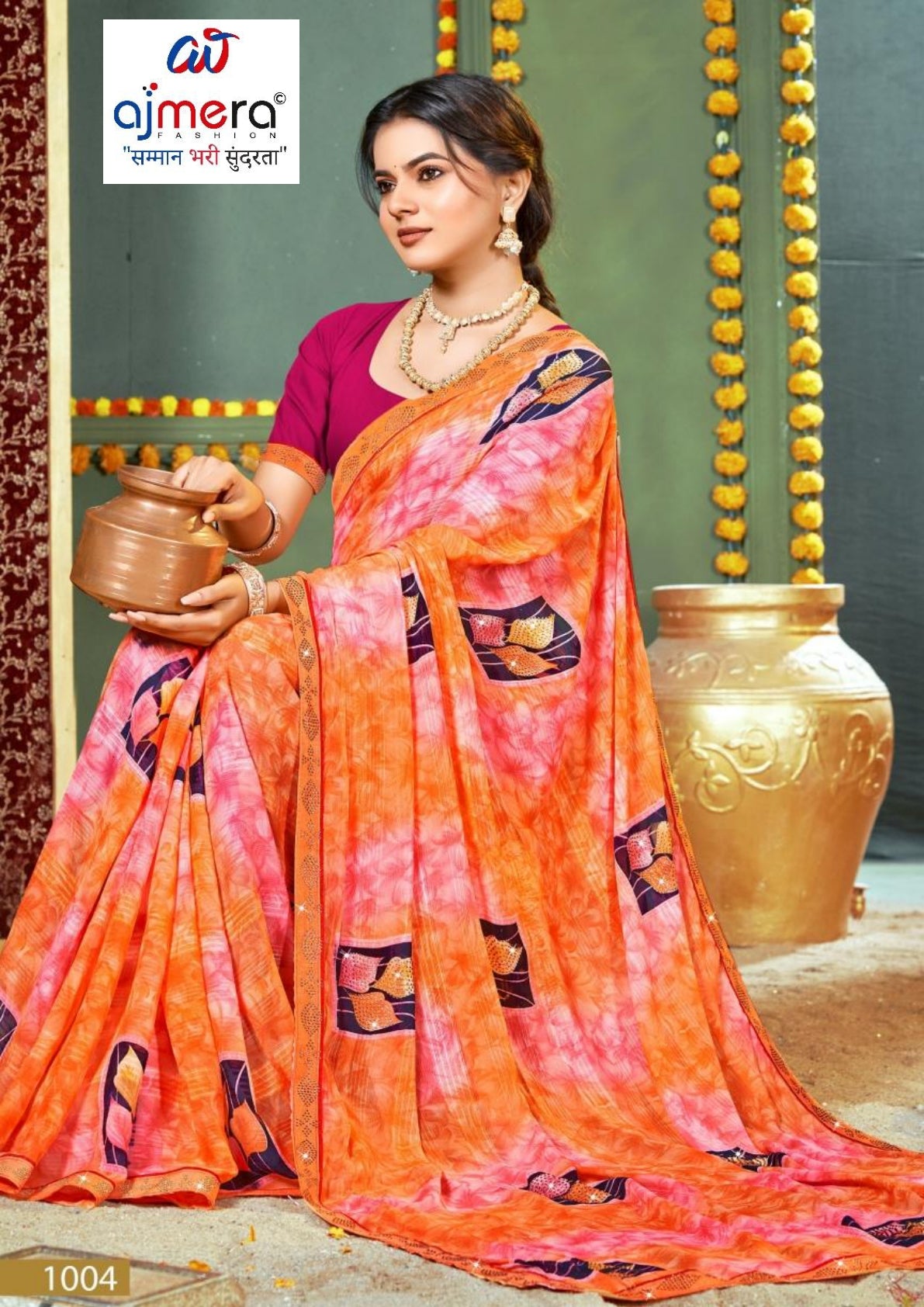 Beautiful Printed Saree with Blouse Piece for Cultural Celebrations | PRM-ANGOORI