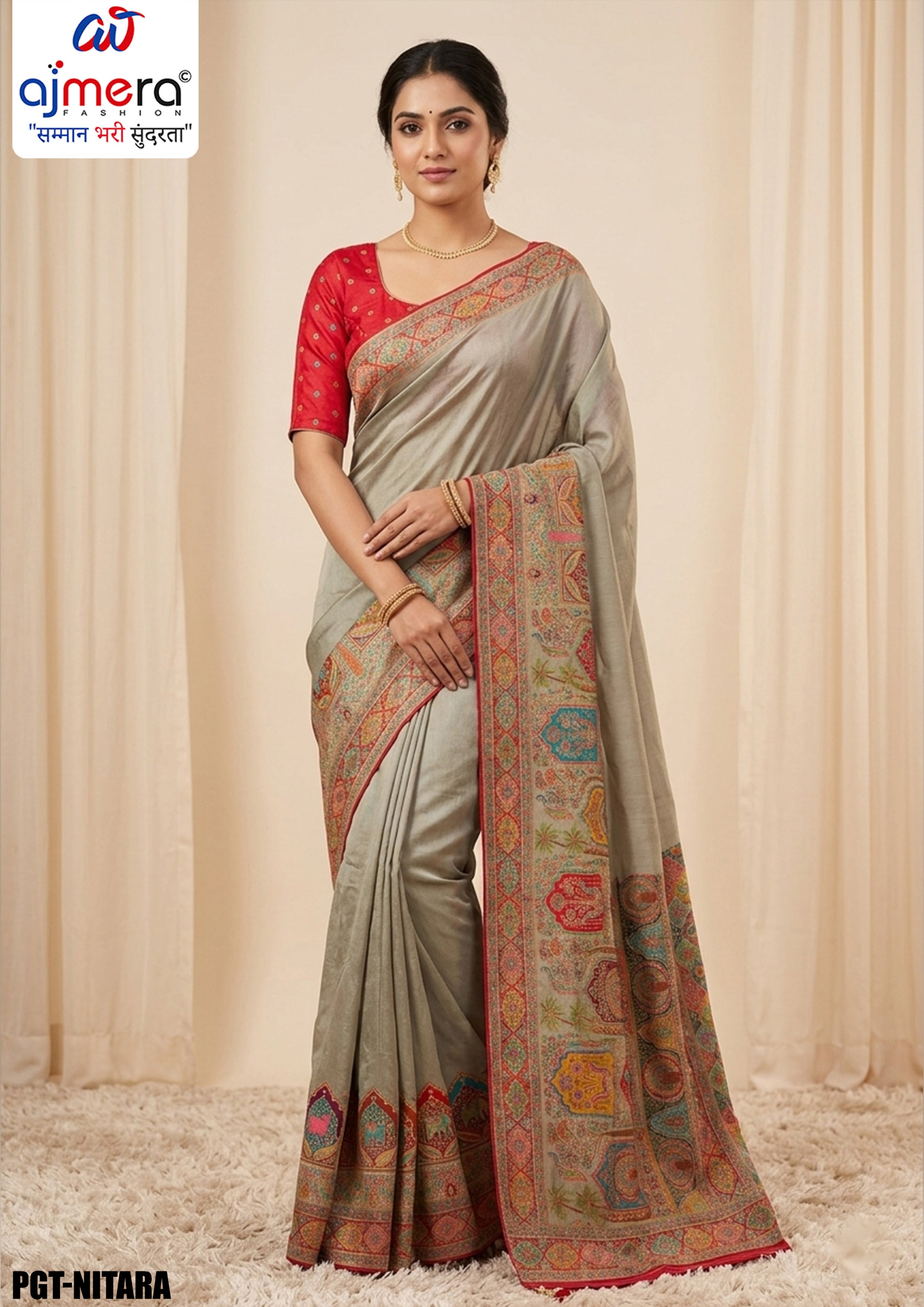 Classic Border Jacquard Silk Saree With Blouse Piece | PGT-NITARA