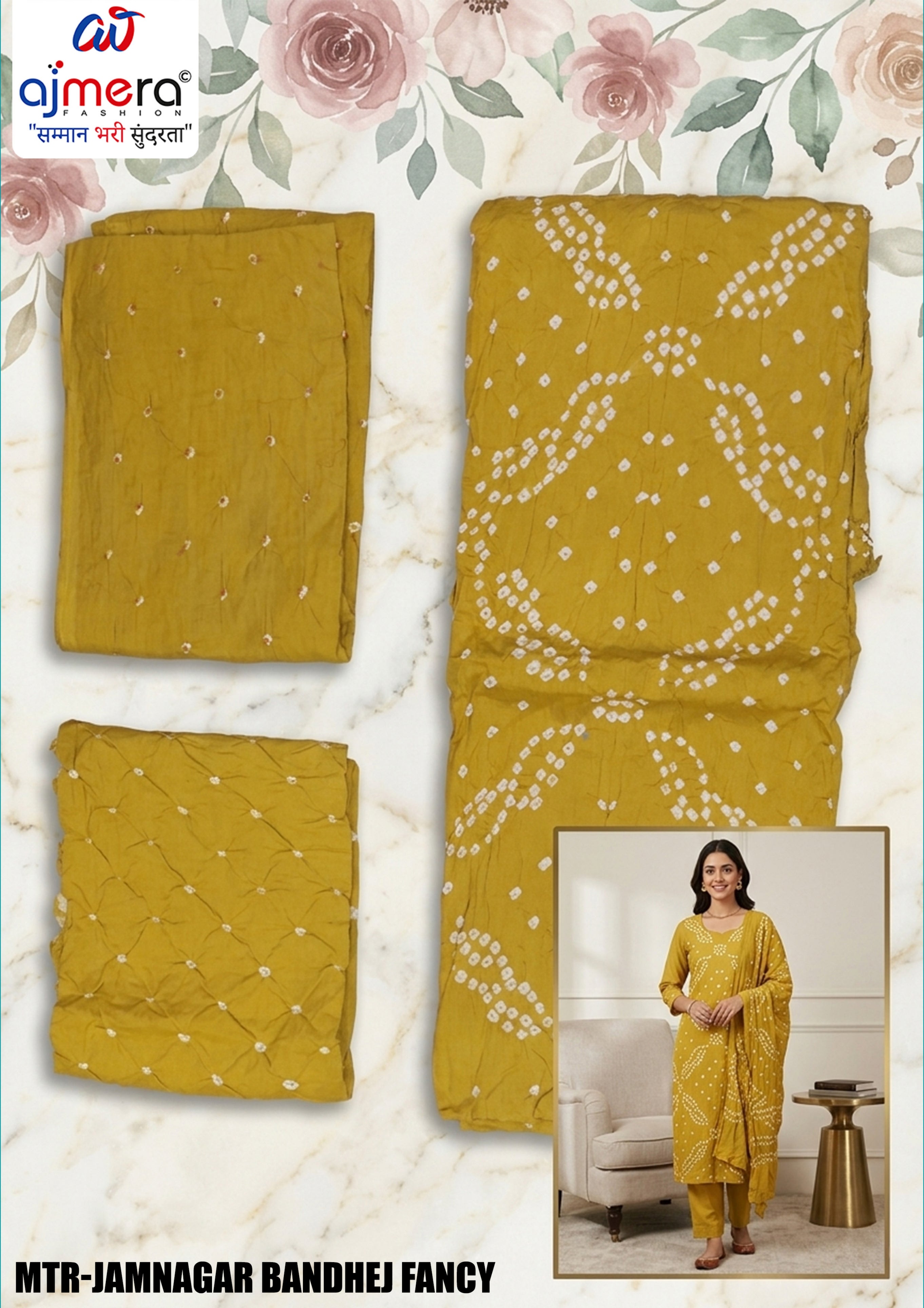 Premium Jamnagar Bandhej Fancy Unstitched Suit Set | MTR-JAMNAGAR BANDHEJ FANCY