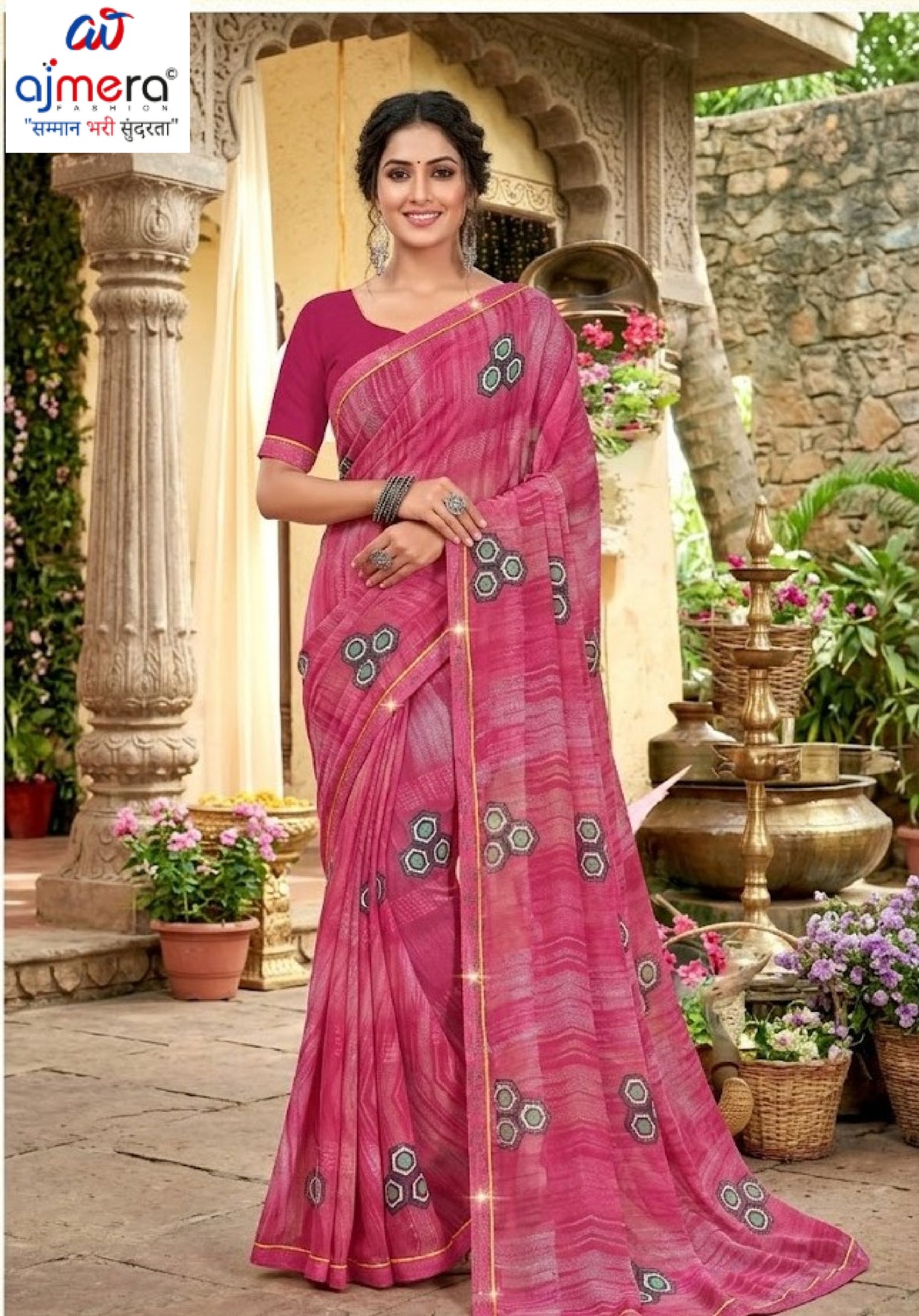 Classic Printed Saree with Blouse Piece for Timeless Traditional Style | PRM-THREE GOLI
