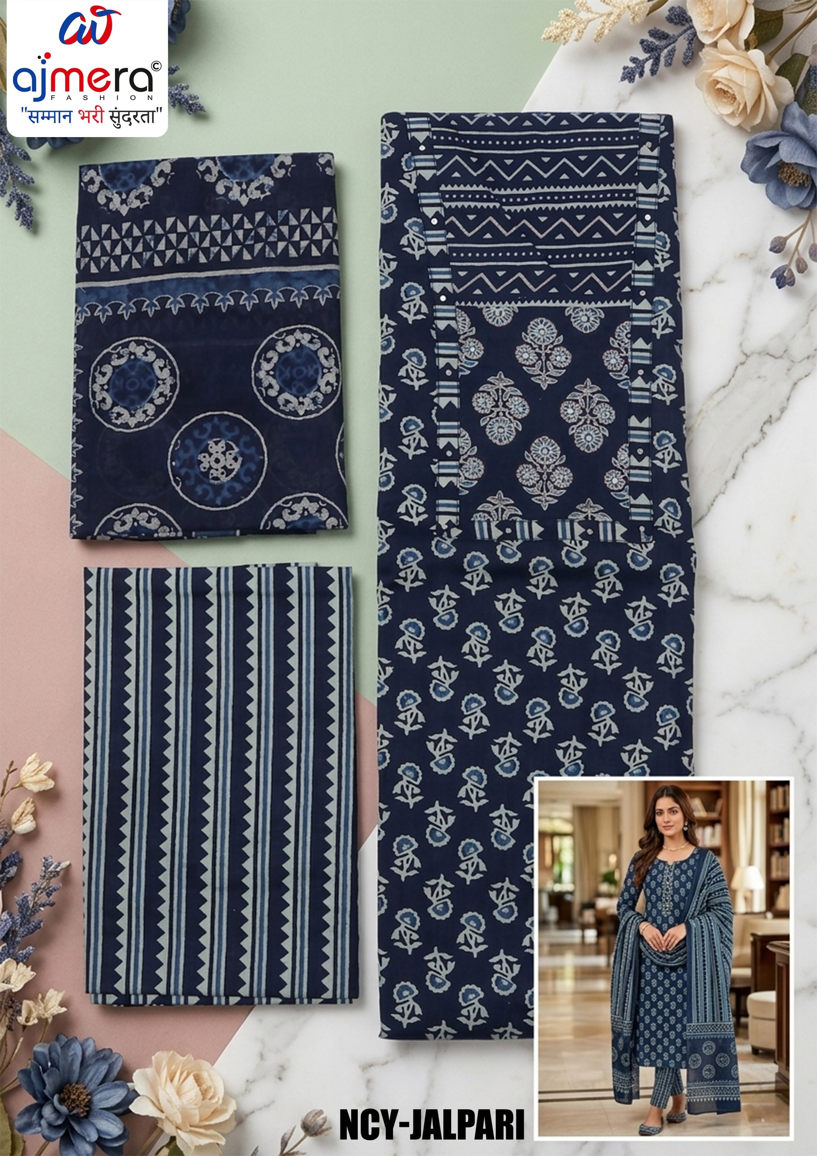 Printed Unstitched Suit for Women | NCY-JALPARI