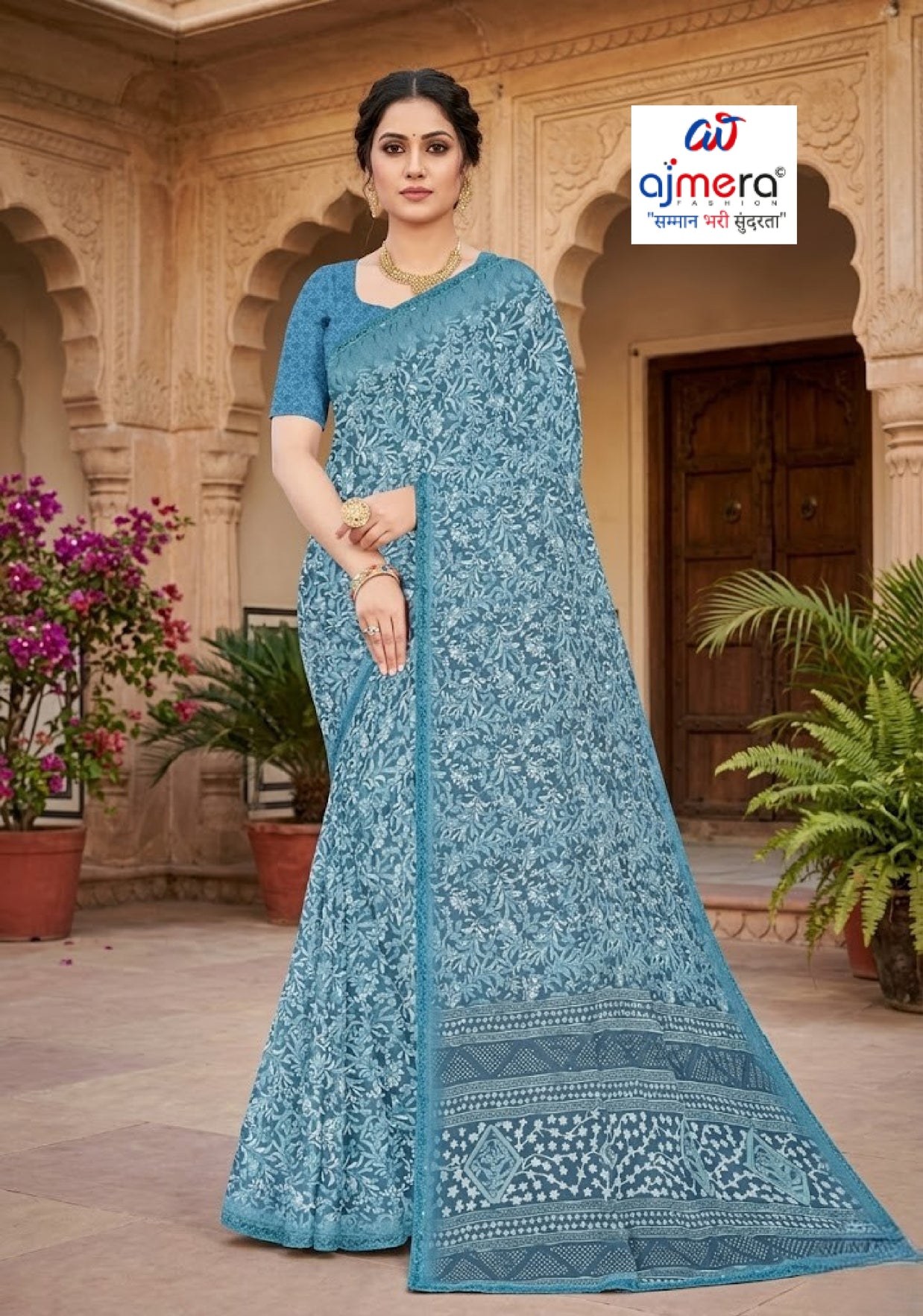 Designer Printed Saree with Blouse Piece for Special Occasions  | SSR-MUNNI