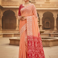 Fashionable Jacquard Silk Saree with Blouse Piece for Special Events | SOJ-KARISHMA COTTON