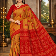 Handloom Cotton Saree with Without Blouse for Premium Ethnic and Traditional Wear | DS-CHIKU BANDHANI