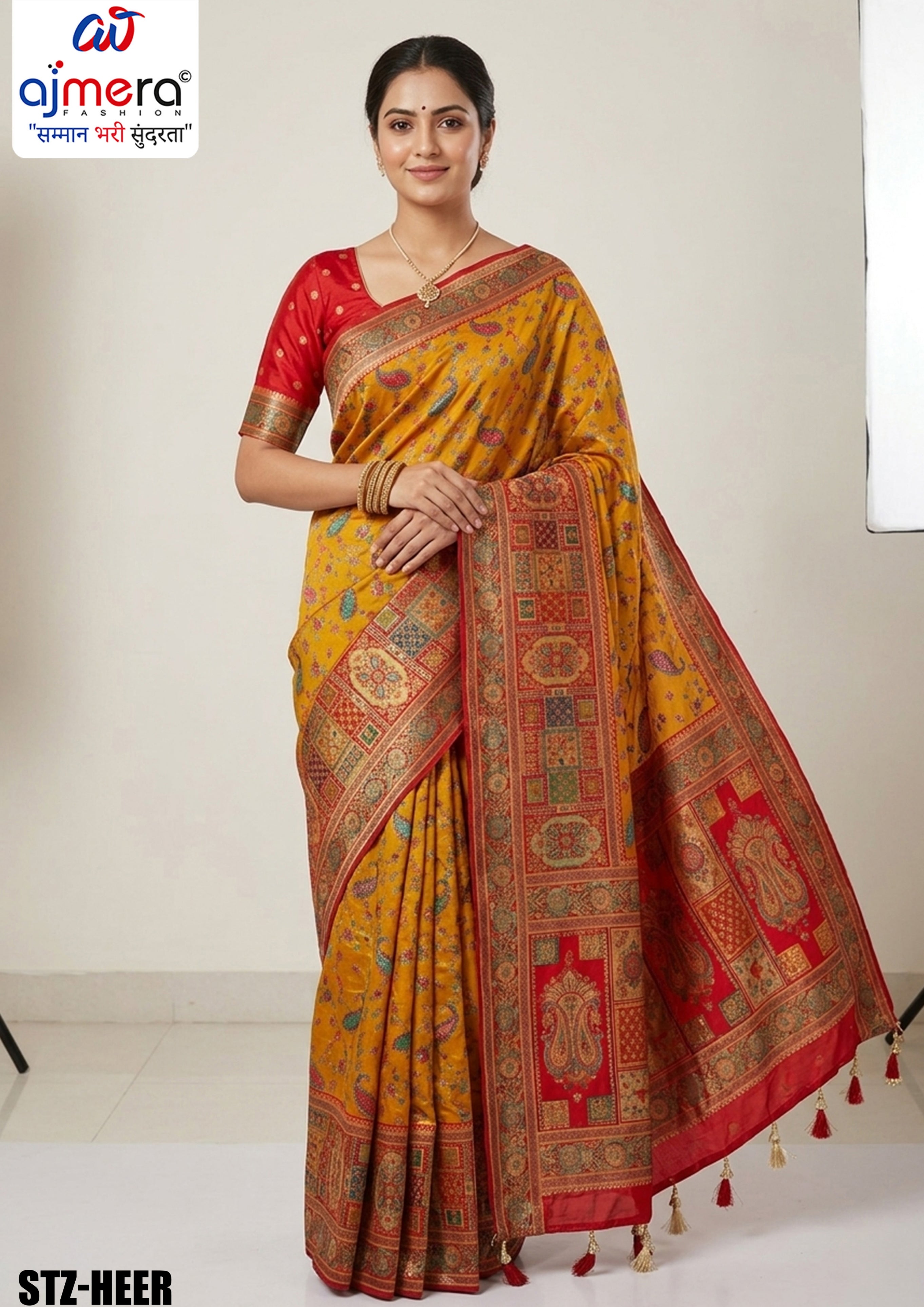 Vintage Jacquard Silk Saree With Blouse Piece | STZ-HEER