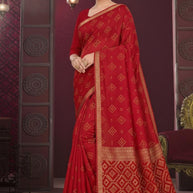 Designer Cotton Saree with Without Blouse for Premium Ethnic and Traditional Wear | MSS-SHIV JAYPOUR BANDHEJ RED