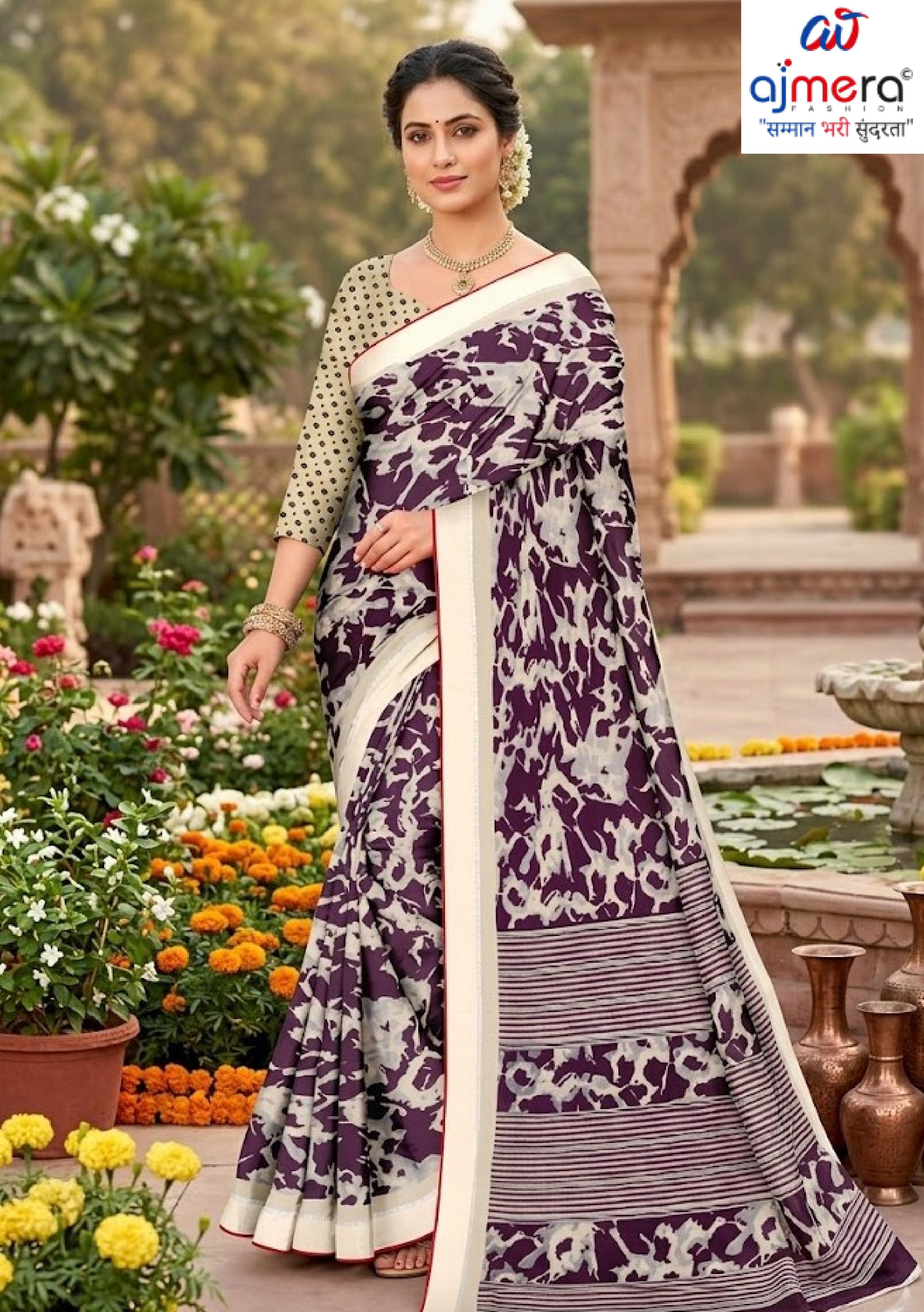 Elegant Printed Saree with Designer Blouse Piece for Festive Wear | GLC-ALPHA-1