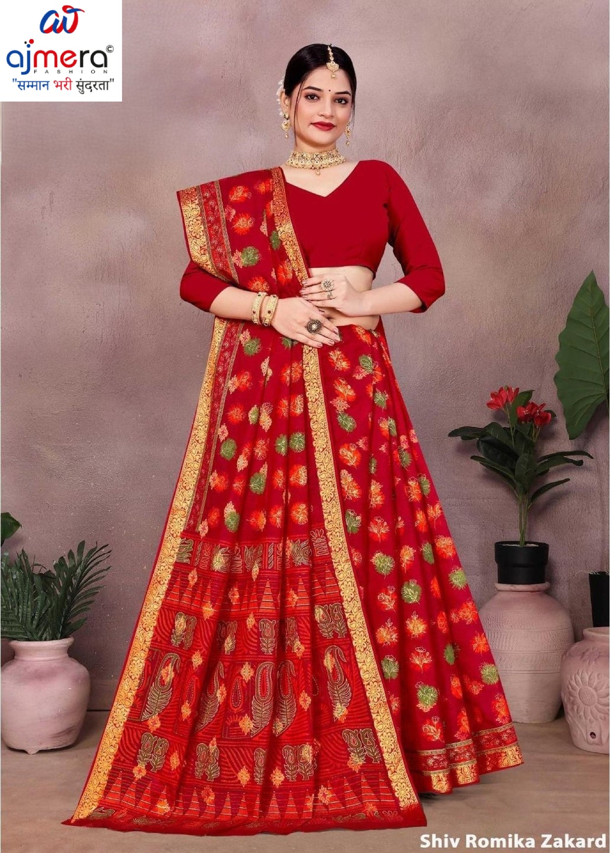 Pure Cotton Saree with Without Blouse for Premium Ethnic and Traditional Wear | MSS-SHIV ROMIKA SILK RED