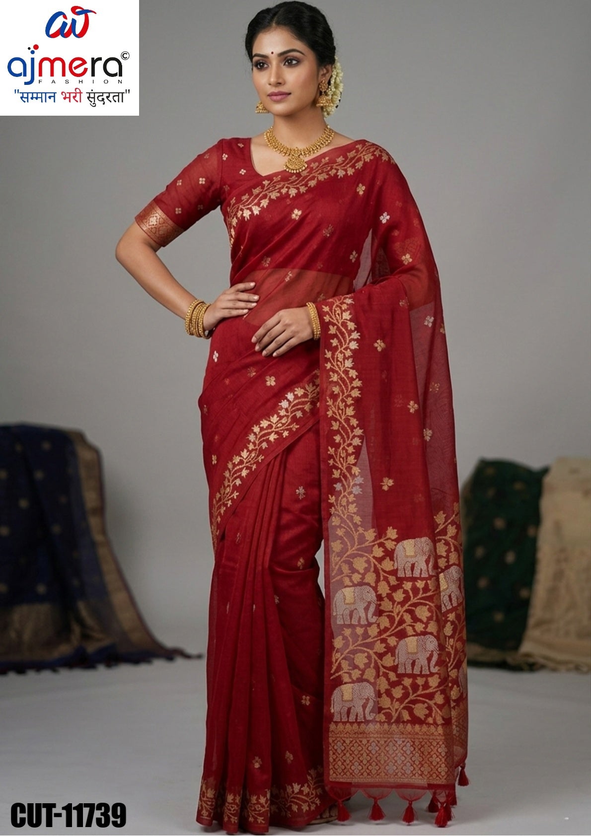 Fashionable Jacquard Silk Saree with Blouse Piece for Special Events | CUT-11739
