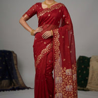 Fashionable Jacquard Silk Saree with Blouse Piece for Special Events | CUT-11739