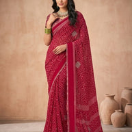 Elegant Printed Saree with Designer Blouse Piece for Festive Wear | VDT-DISCO-10