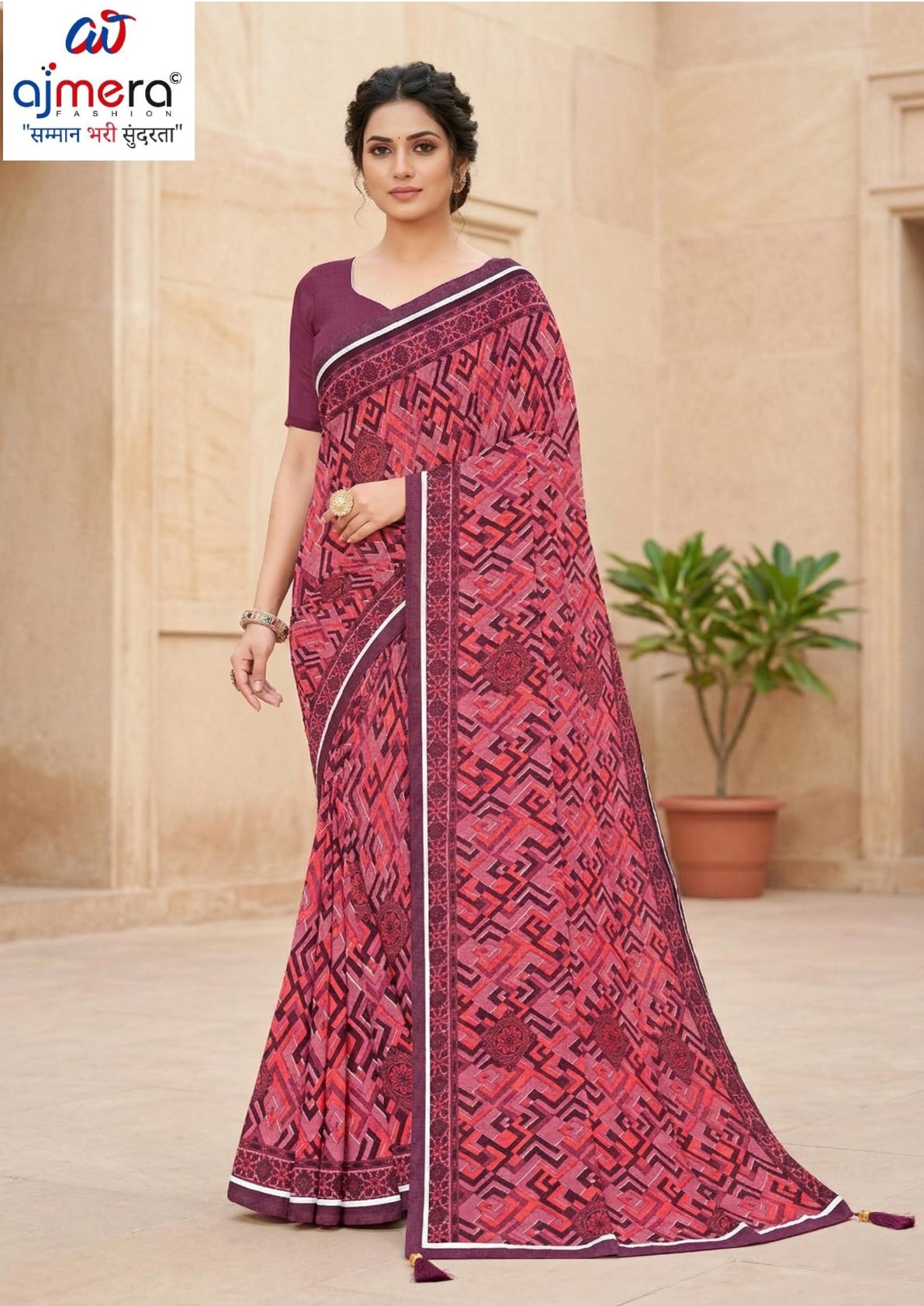 Dyed Matching Saree Exporter with Blouse Piece for Premium Ethnic and Traditional Wear | RRJ-JALPARI