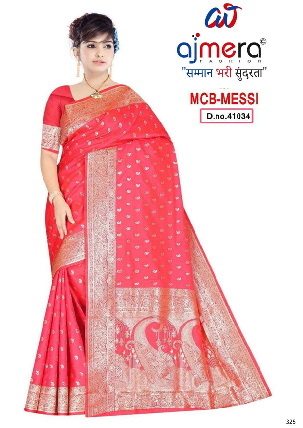 Stylish Rapier Silk Matching Saree With Blouse Piece | MCB-MESSI