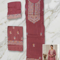Elegant Glass Organza Unstitched Suit Set | BKE-JAINA