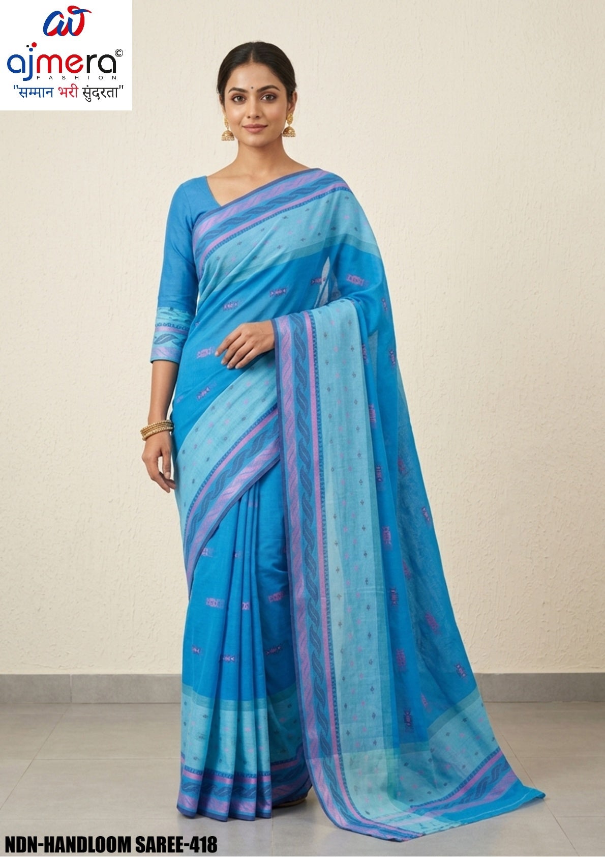 Wholesale Cotton Saree with Without Blouse for Premium Ethnic and Traditional Wear | NDN-HANDLOOM SAREE-418