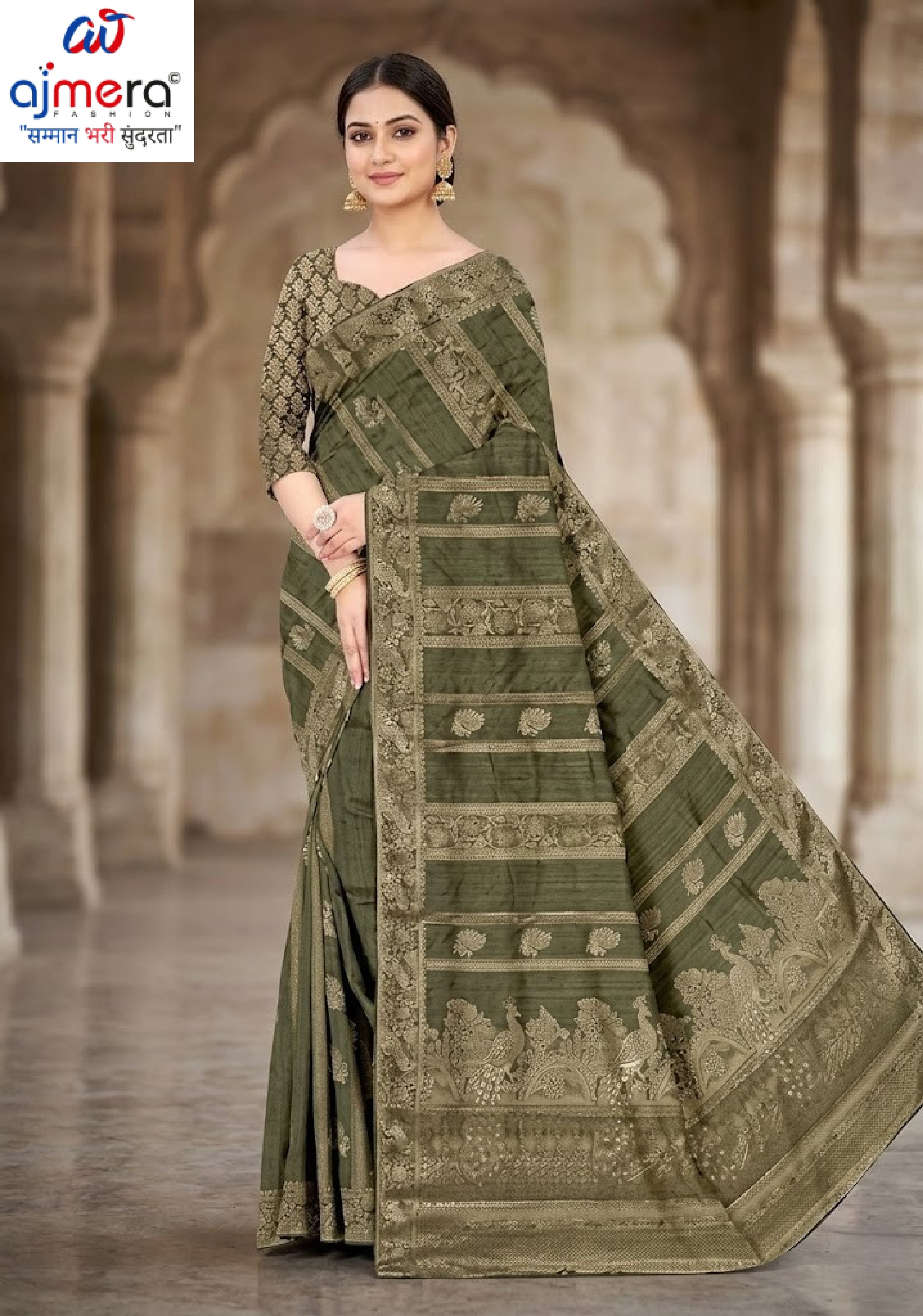 Designer Jacquard Silk Saree with Blouse Piece for Traditional Occasions | DNA-SHARBATI