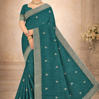 Party Wear Rapier Silk Matching Saree With Blouse Piece | VKM-KHAMAN DHOKLA