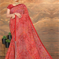 Chic Printed Saree with Blouse Piece for Sophisticated Ethnic Style  | SNR-SATHIYA