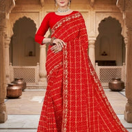 Georgette Print Loose Saree with Blouse for Premium Ethnic and Traditional Wear | TD-NAARI