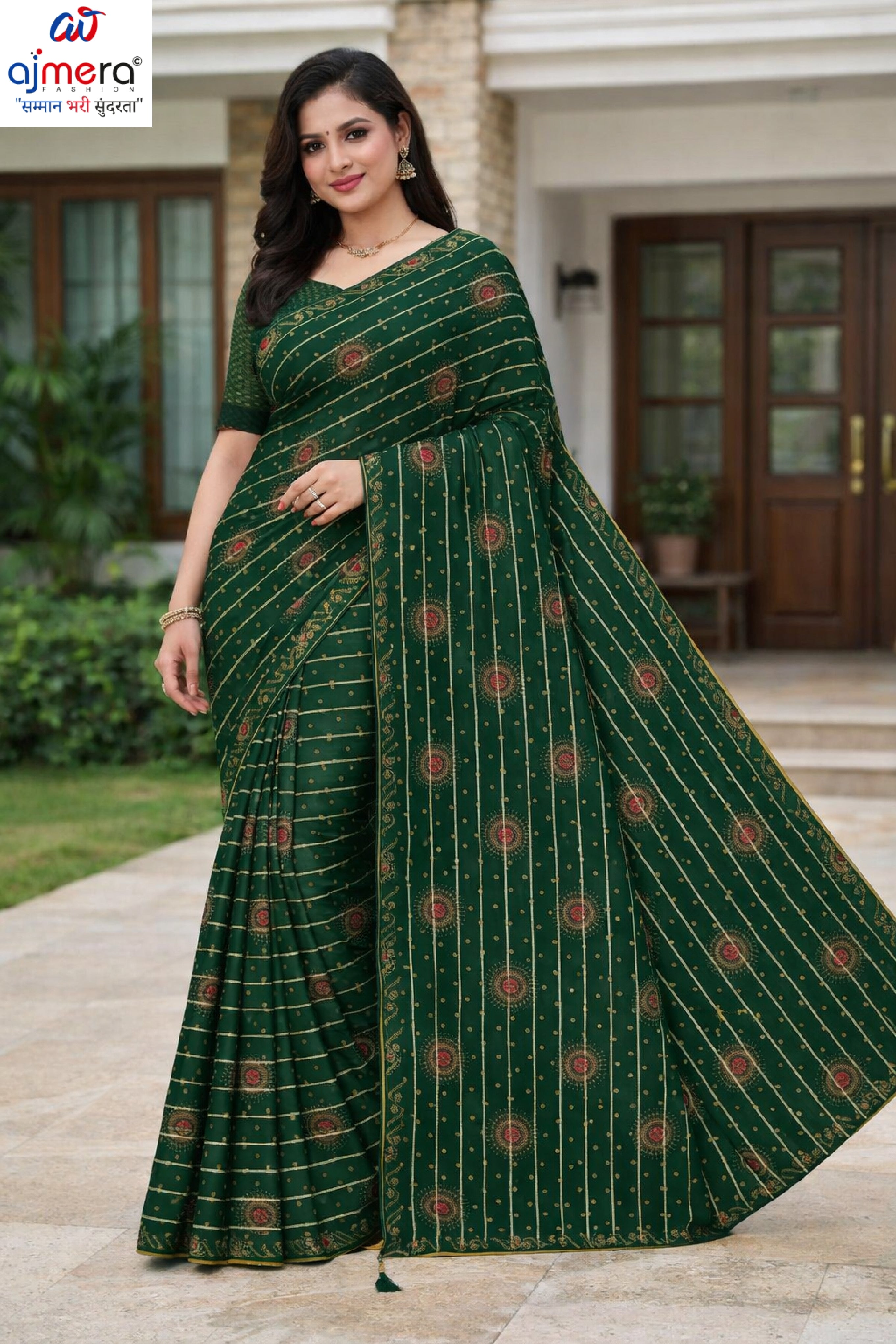 Party Wear Dyed Matching Saree with Blouse Piece for Premium Ethnic and Traditional Wear | RAL-MEESHO