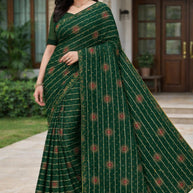 Party Wear Dyed Matching Saree with Blouse Piece for Premium Ethnic and Traditional Wear | RAL-MEESHO