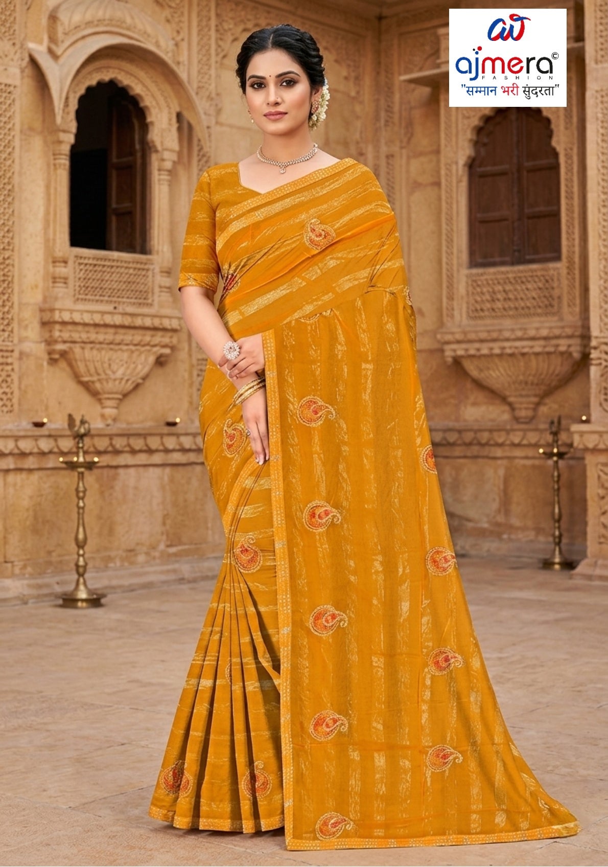 Rimzim Satin Dyed Matching Saree with Blouse Piece for Premium Ethnic and Traditional Wear | VKM-HIGH COURT