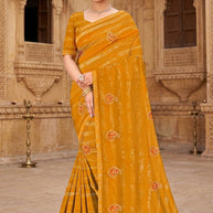 Rimzim Satin Dyed Matching Saree with Blouse Piece for Premium Ethnic and Traditional Wear | VKM-HIGH COURT