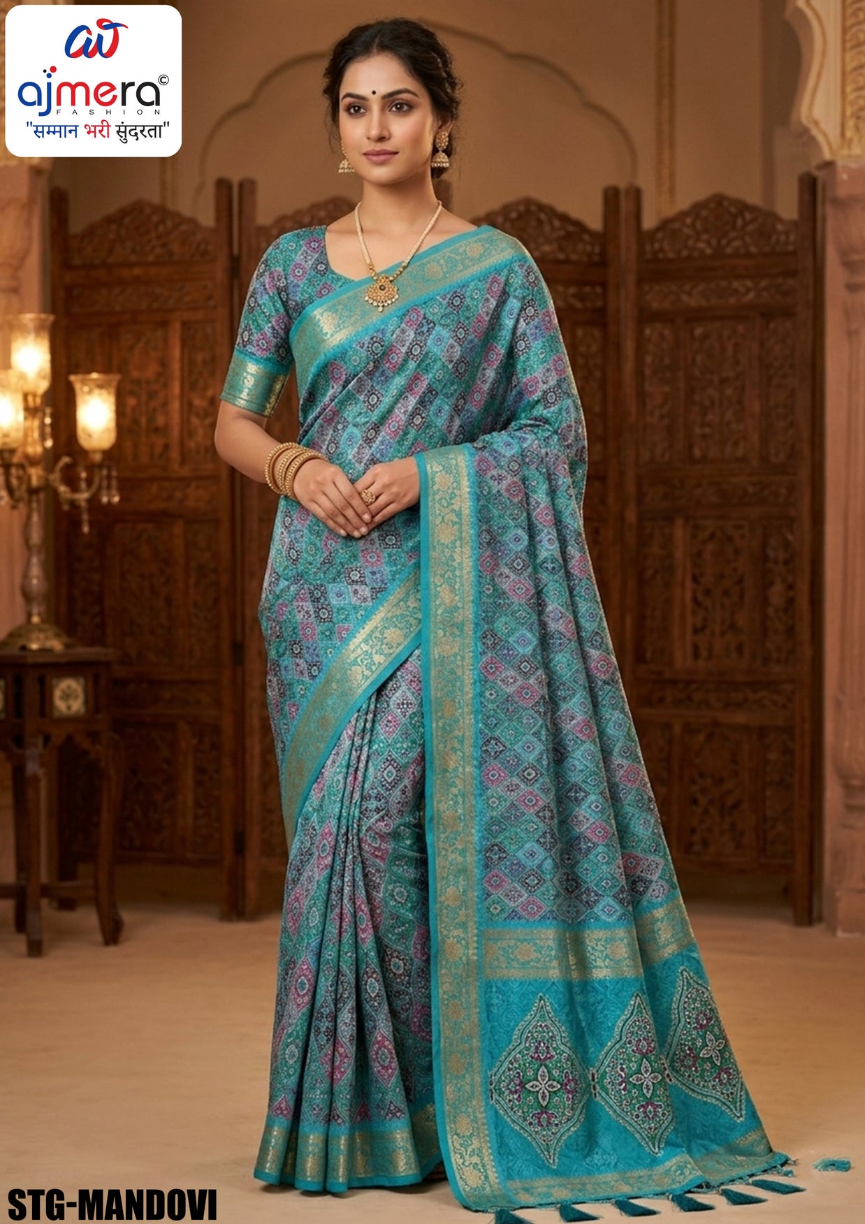 Digital Print Silk Saree with Blouse Piece for Premium Ethnic and Traditional Wear | STG-MANDOVI