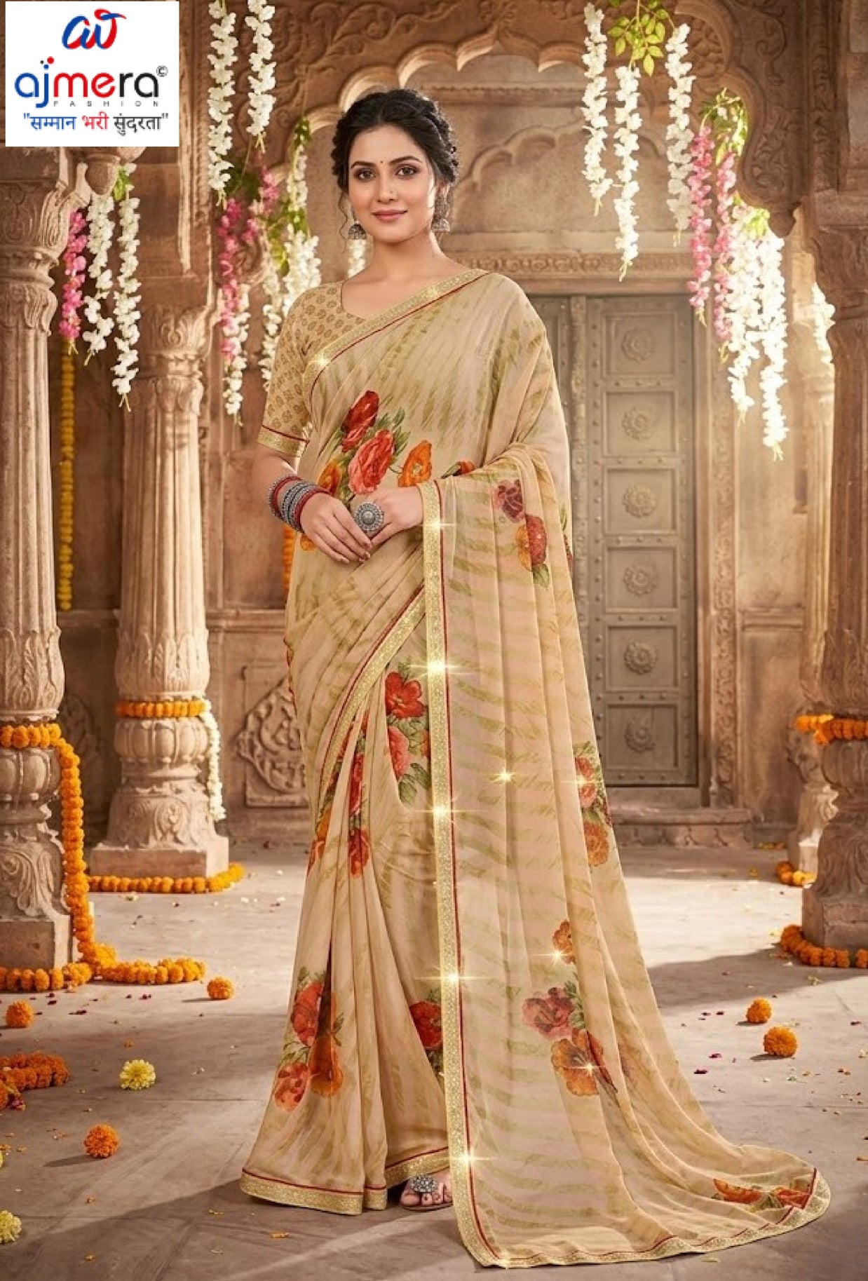Premium Printed Saree with Matching Blouse Piece for Ethnic Elegance | PRM-JANEMAN