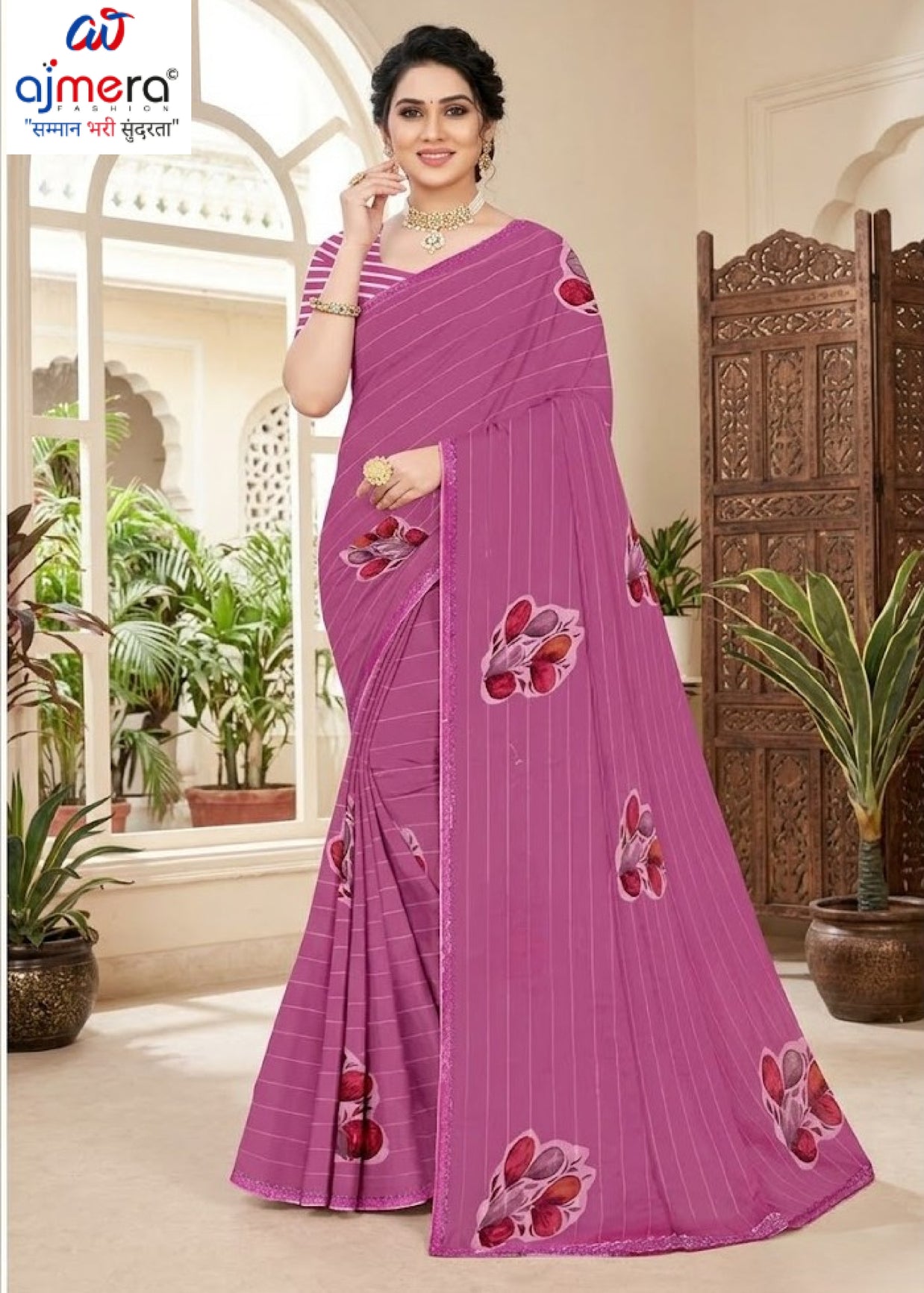 Elegant Printed Saree with Designer Blouse Piece for Festive Wear | GLC-PARIVAR