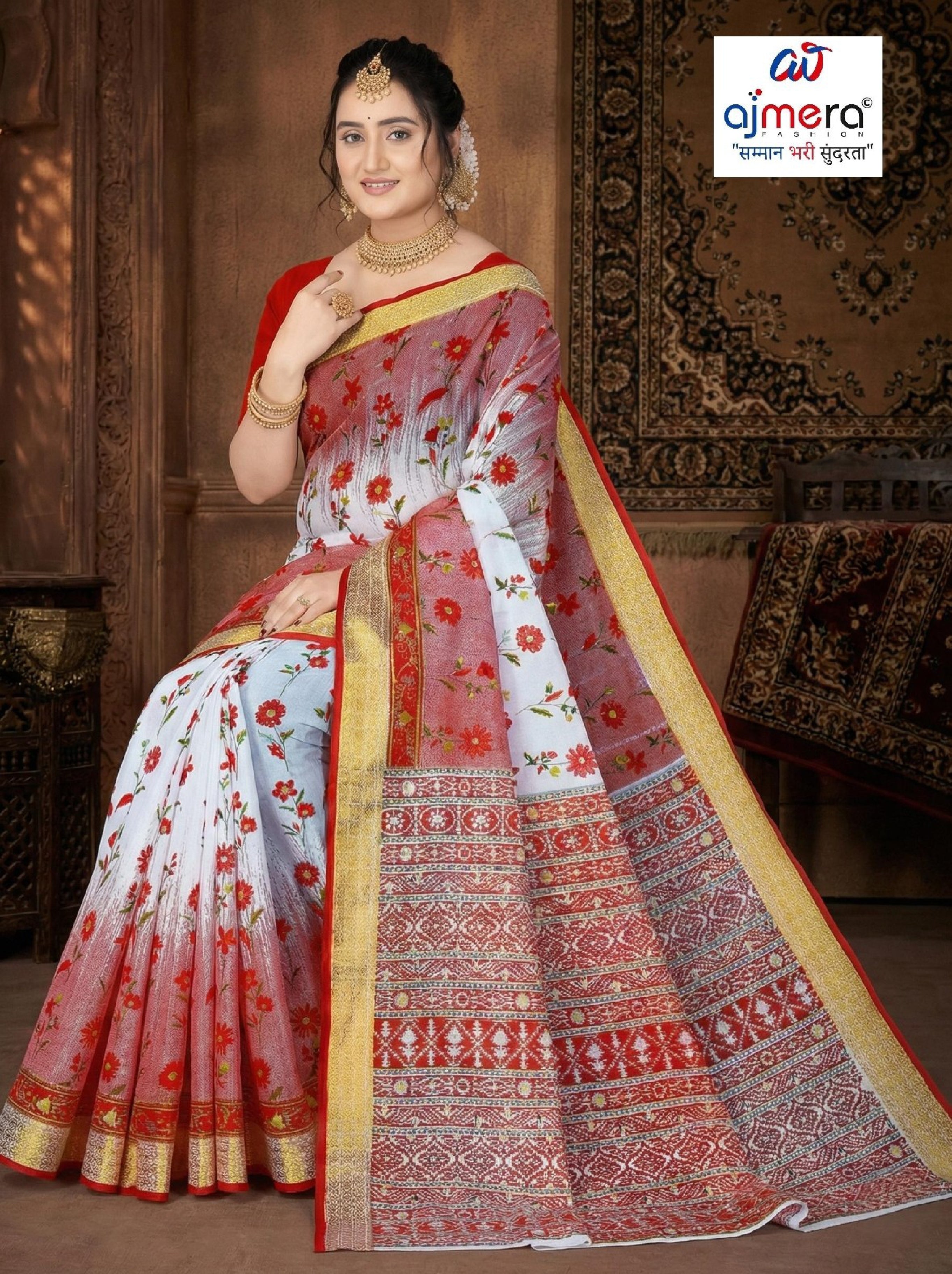 Printed Cotton Saree with Without Blouse for Premium Ethnic and Traditional Wear | MSS-SHIV SALINI COTTON