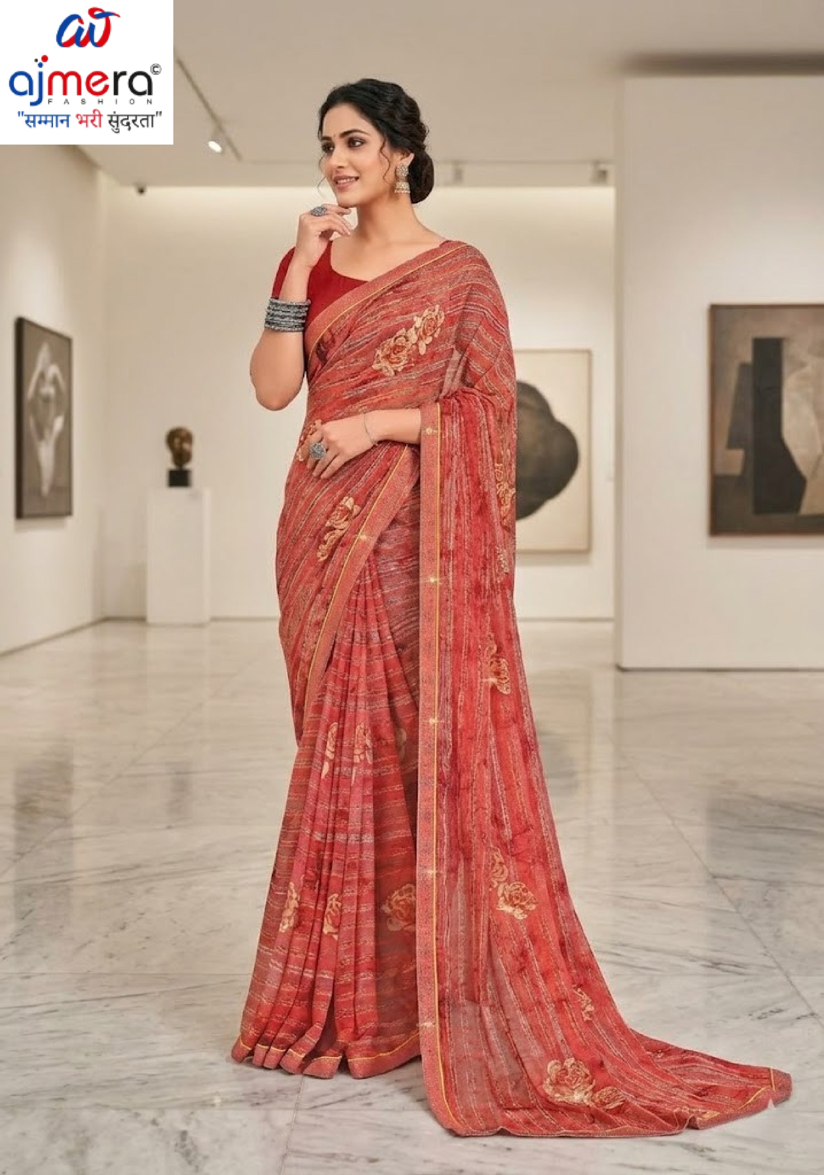 Designer Printed Saree with Blouse Piece for Special Occasions | PRM-ROSE QUEEN