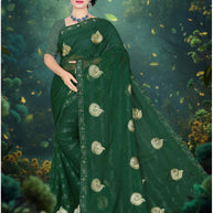 Embroidery Dyed Matching Saree with Blouse Piece for Premium Ethnic and Traditional Wear | VKM-TESLA
