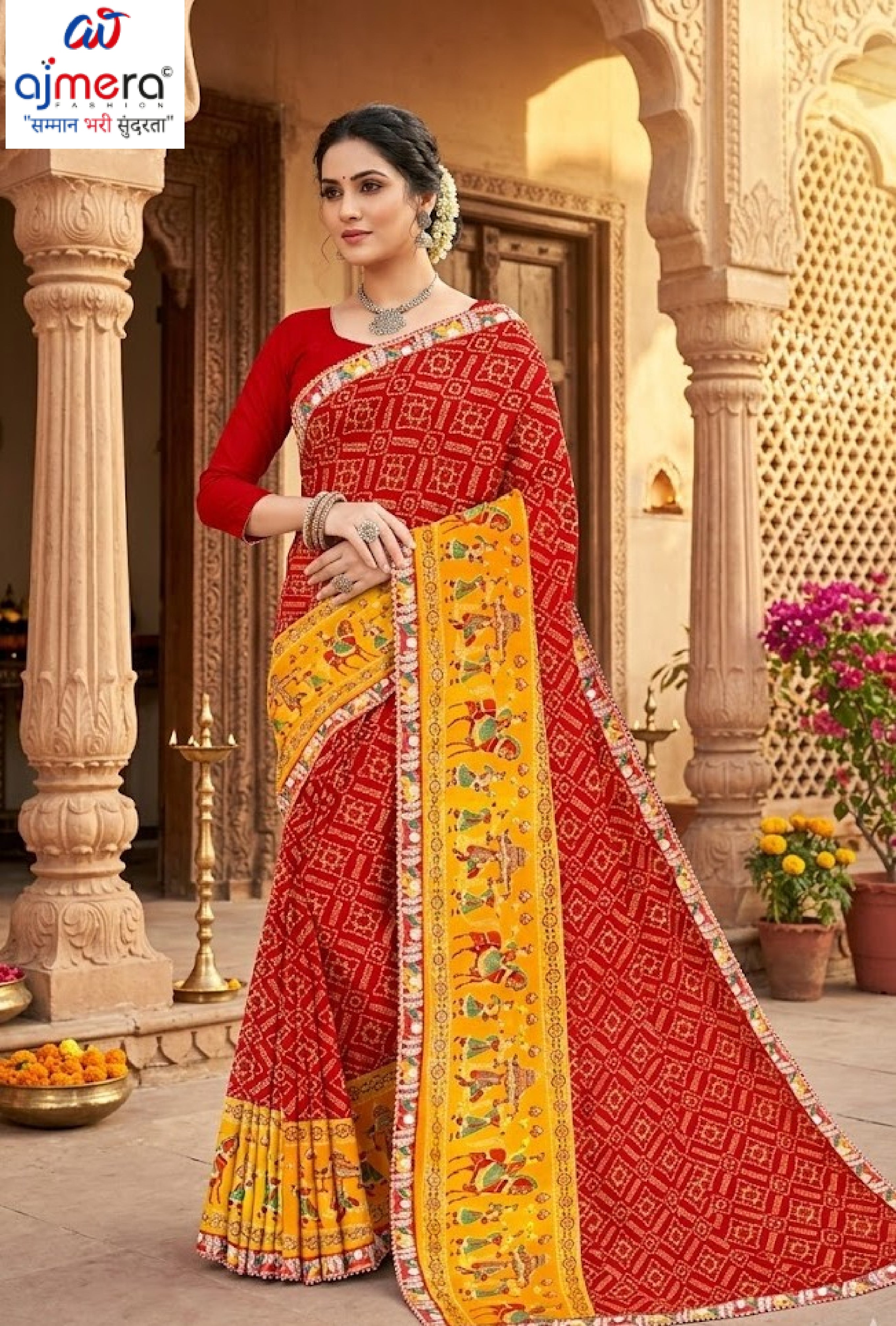 Georgette Print Loose Saree with Blouse for Premium Ethnic and Traditional Wear | TD-MITHASH