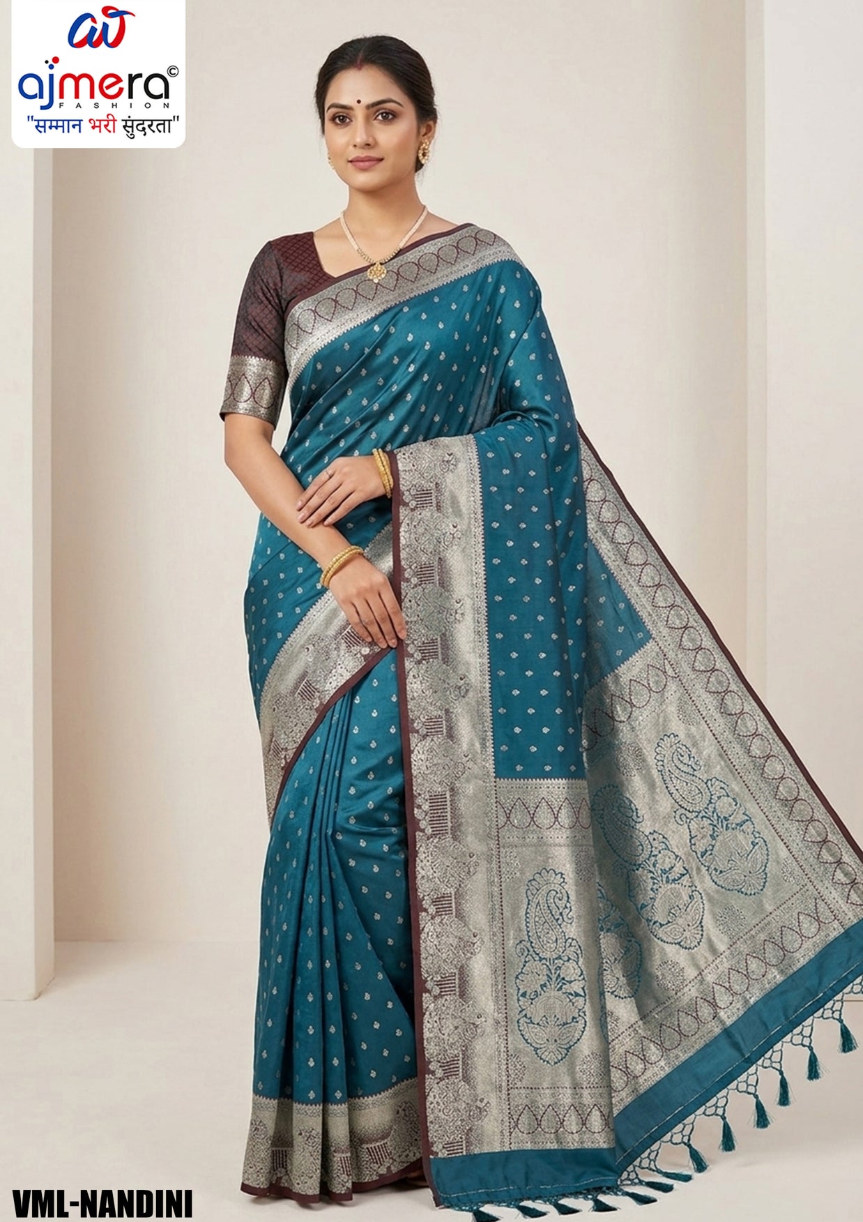 Weaving Jacquard Silk Saree With Blouse Piece | VML-NANDINI