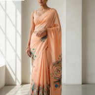 Chinon Print Loose Saree with Blouse for Premium Ethnic and Traditional Wear | YDP-MAHARANI