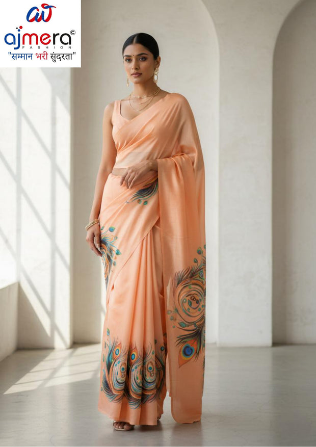 Chinon Print Loose Saree with Blouse for Premium Ethnic and Traditional Wear | YDP-MAHARANI