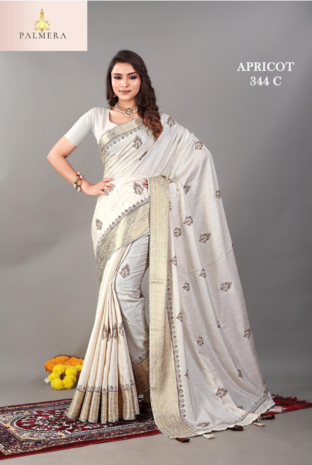 Apricot Linen Saree with Blouse for Premium Ethnic and Party Wear | ALL-APRICOT-344