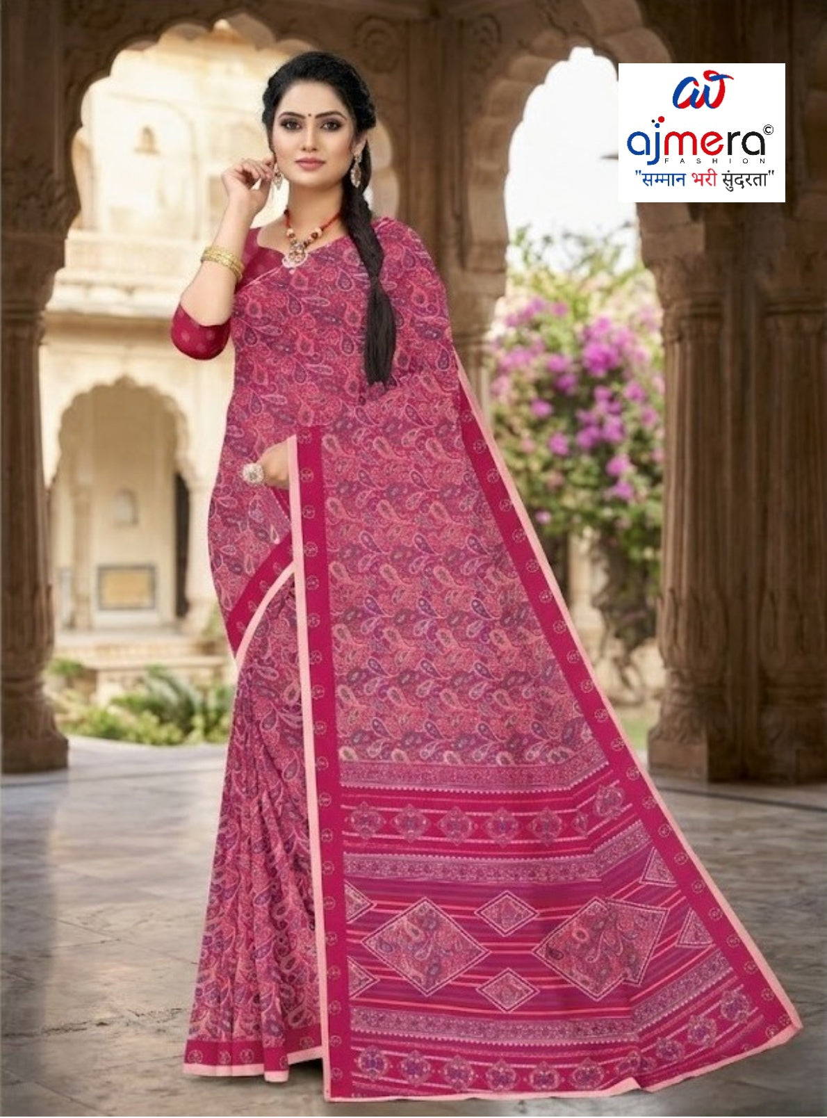 Elegant Printed Saree with Designer Blouse Piece for Festive Wear  | GLC-SILVER GOLD