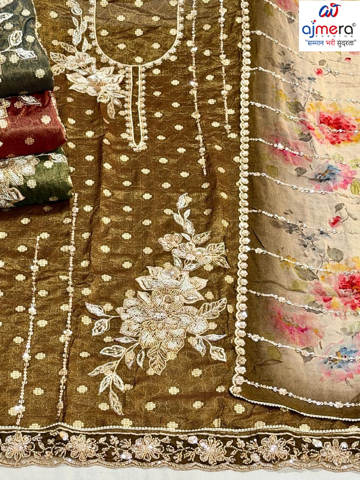 Luxury Viscose Designer Unstitched Suit Set | AAR-VISION BITS