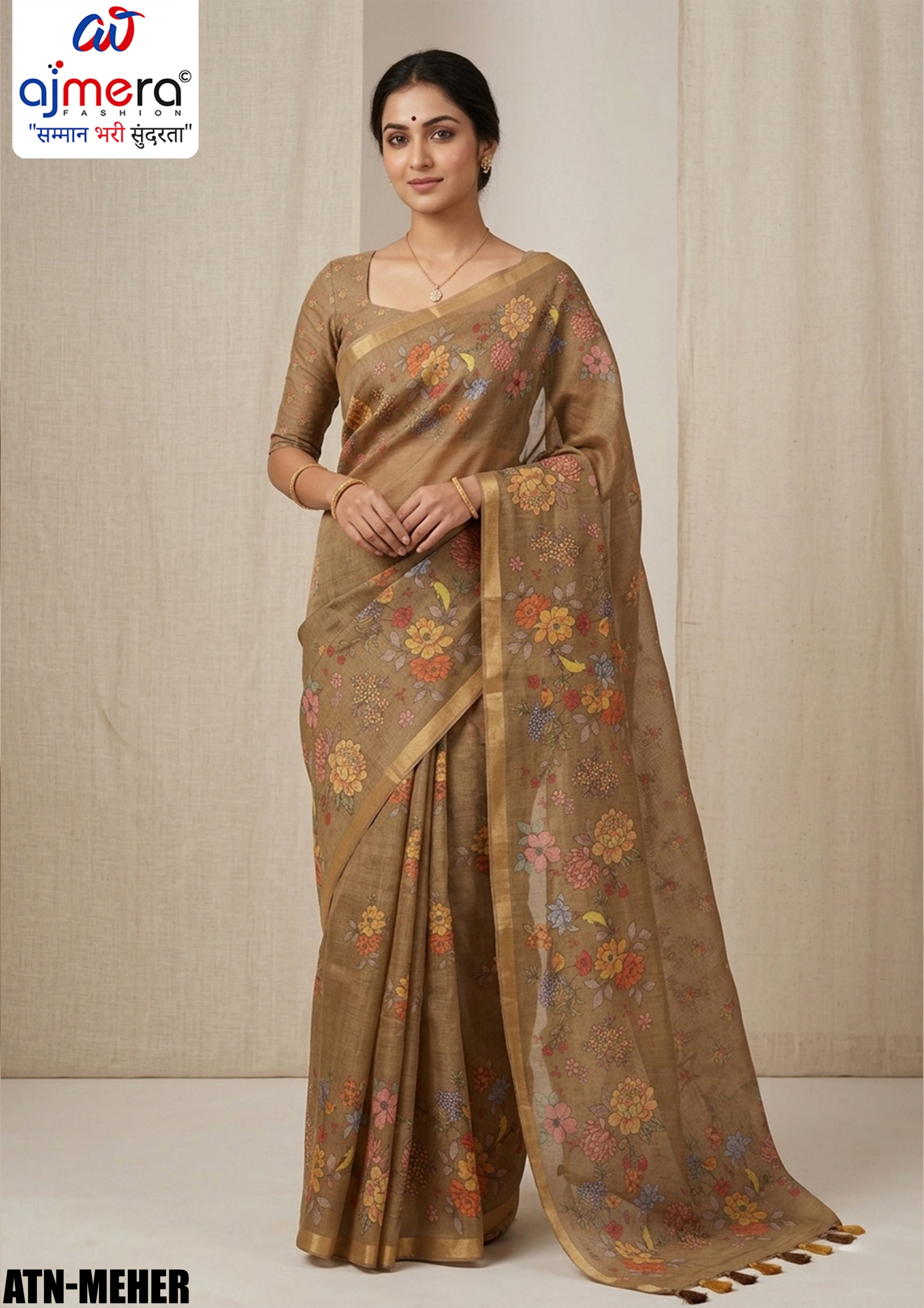 Printed Cotton Saree with Blouse Piece for Premium Ethnic and Traditional Wear | ATN-MEHER