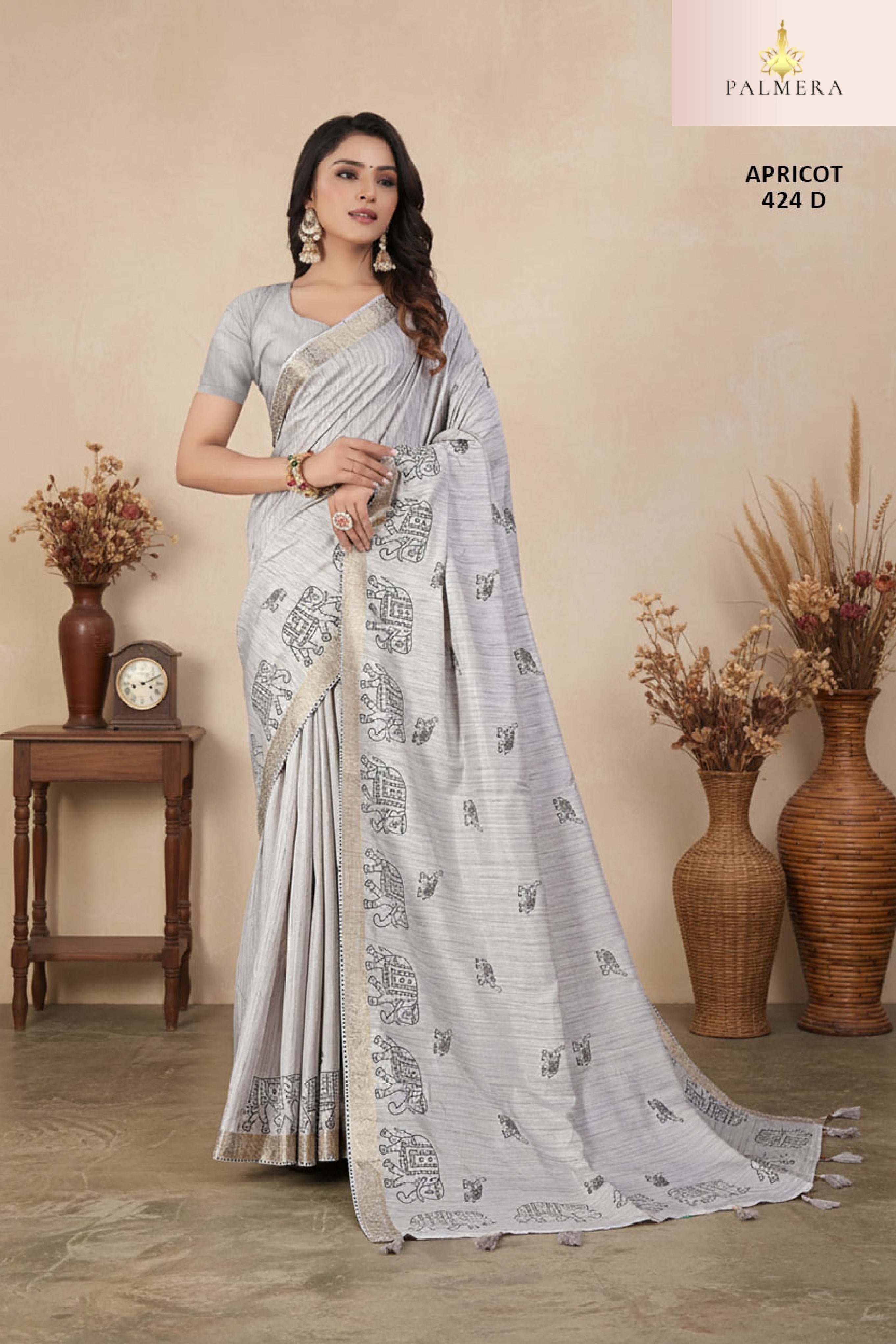 Apricot Khadi Saree with Blouse for Premium Ethnic and Designer Wear | ALL-APRICOT-424