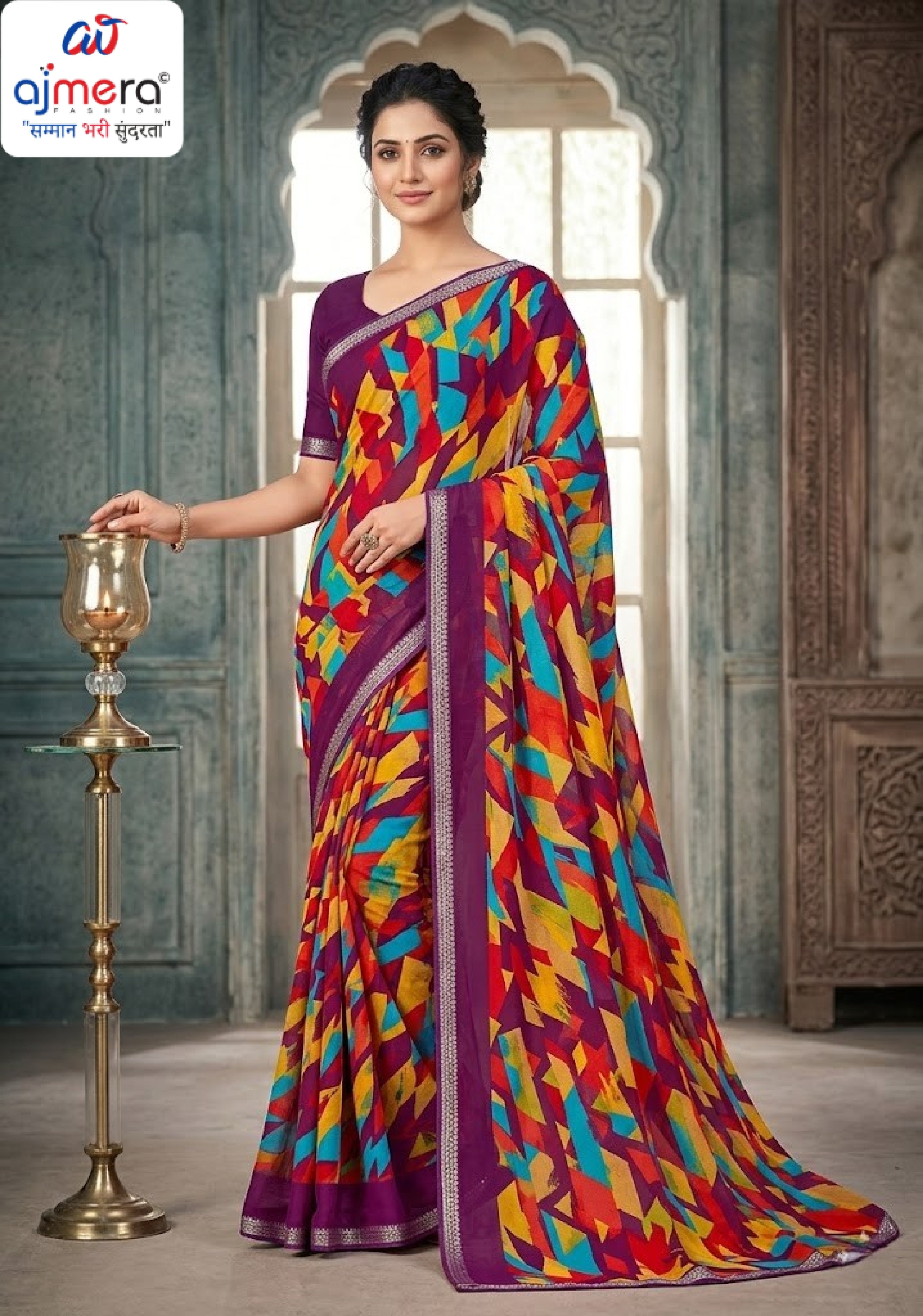 Designer Printed Saree with Blouse Piece for Special Occasions  | SGR-CHAND CHAKORI
