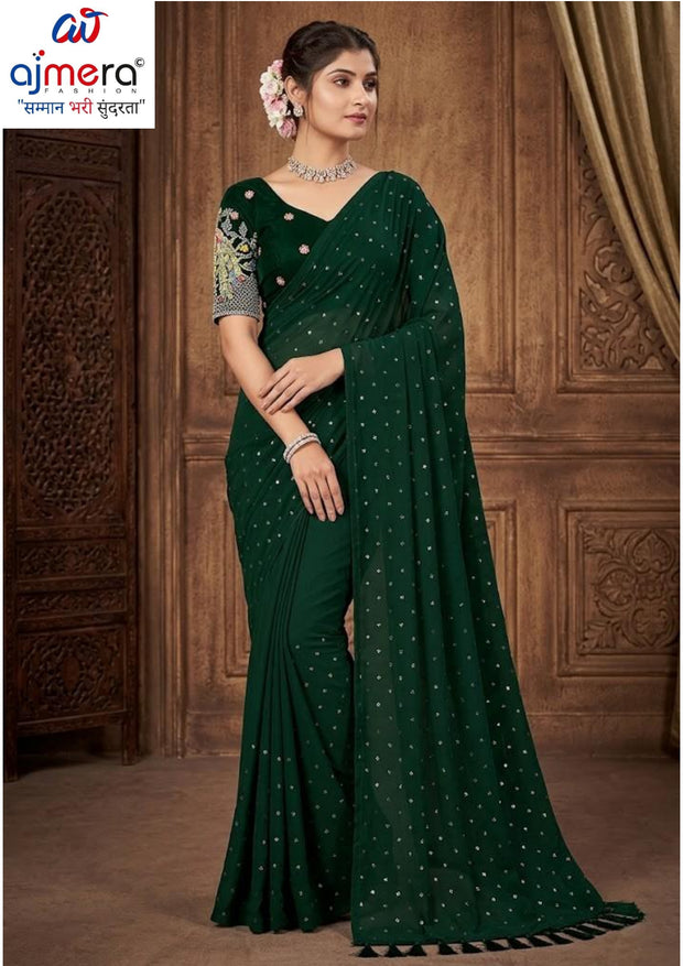 Georgette Dyed Matching Saree Wholesaler with Blouse Piece for Premium Ethnic and Traditional Wear | RLL-PROUD INDIAN-2