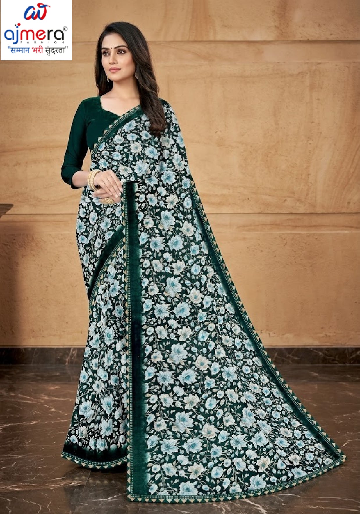 Exclusive Printed Saree with Blouse Piece for Elegant Ethnic Look  | CAS-MILK POWDER