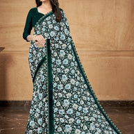 Exclusive Printed Saree with Blouse Piece for Elegant Ethnic Look  | CAS-MILK POWDER