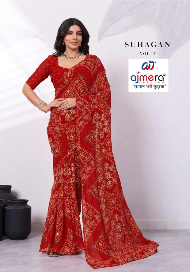 Contemporary Printed Saree with Blouse Piece for Premium Wear | RMF-SUHAGAN VOL-3
