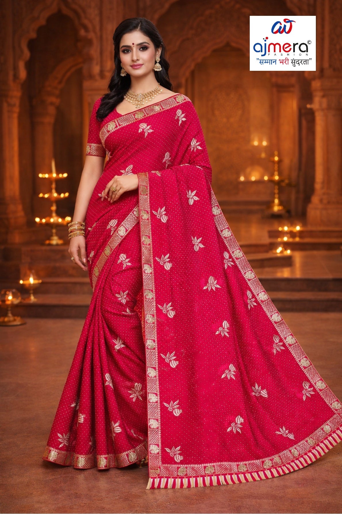 Fandy Dyed Matching Saree with Blouse Piece for Premium Ethnic and Traditional Wear | VKM-MATUKI