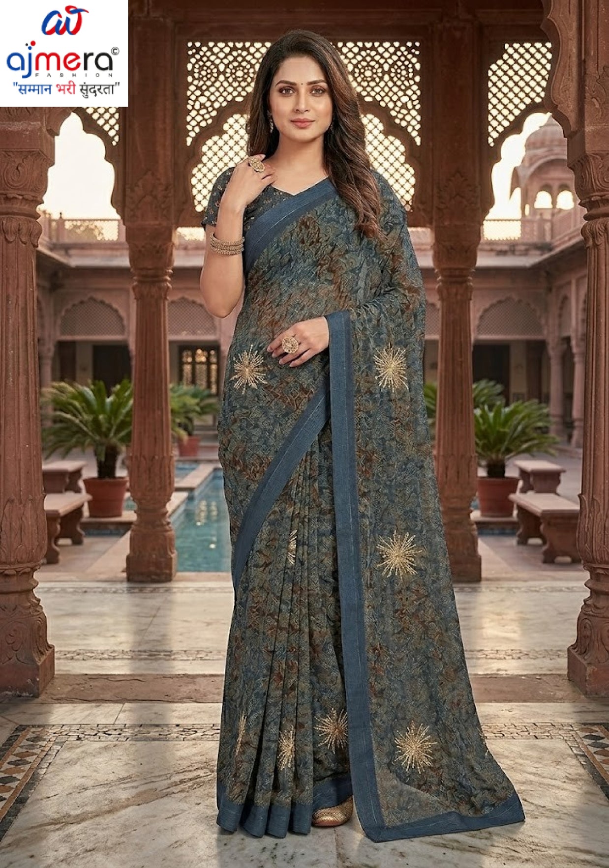 Fashionable Printed Saree with Blouse Piece for Festive Collection  | RDD-JYOTHI
