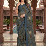 Fashionable Printed Saree with Blouse Piece for Festive Collection  | RDD-JYOTHI